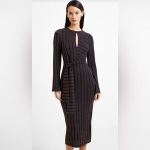 French connection. Elegant Black Striped Dress
